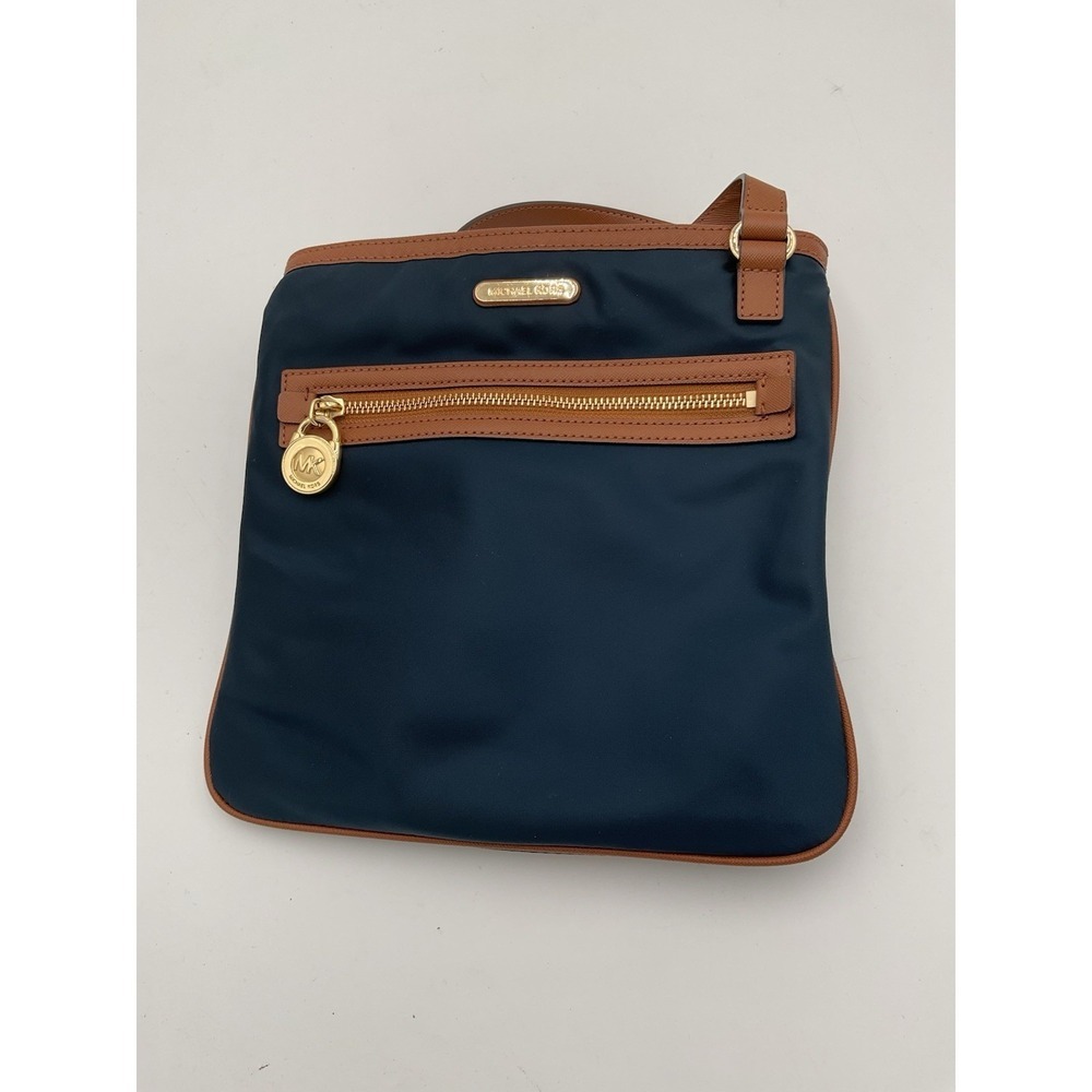 Michael Kors Medium Crossbody Bag Navy/Brown, Gold Hardware, Zip, Pockets